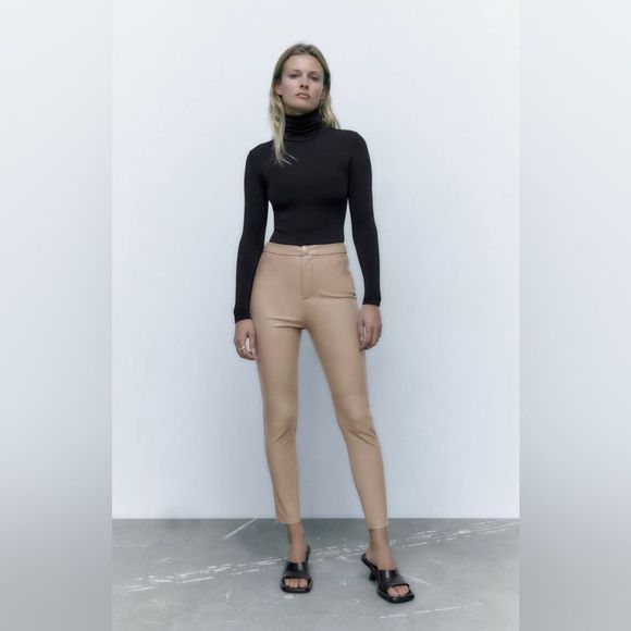 NWT ZARA FAUX LEATHER LEGGINGS - Picture 1 of 8